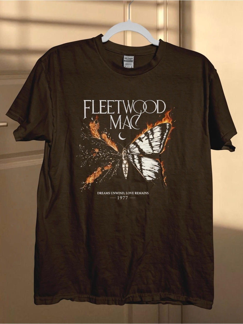 Gildan Brown Fleetwood Mac Butterfly - Dreams Unwild, Love Remains Tee
